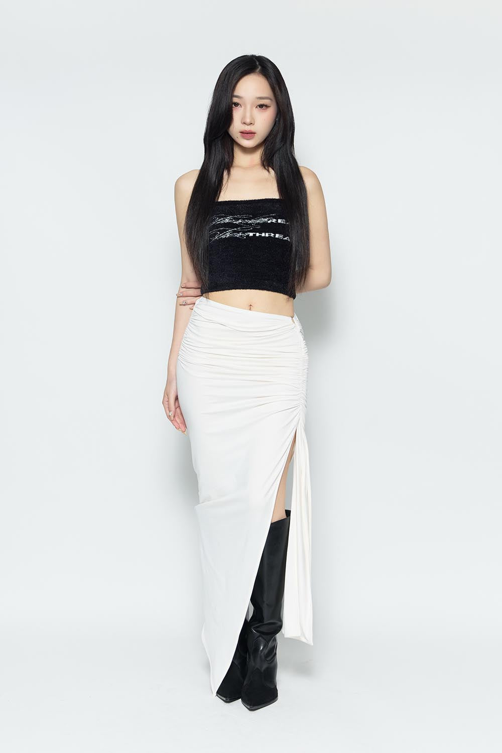 THEREDTHREAD / ザレッドスレッド】S symbol draped skirt