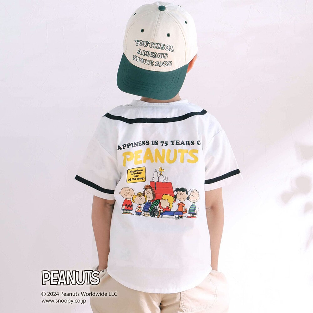 PEANUTS×SLAP SLIP】75周年ユニフォーム風ラインシャツ(80~130cm)(80cm