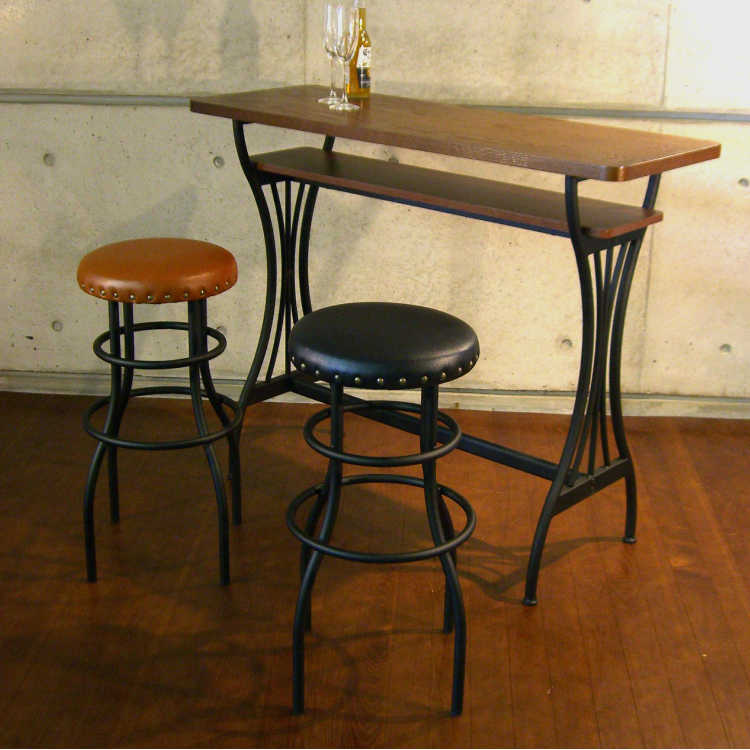 DI-1311 カウンターテーブルヴィンテージ棚付き 幅110cm木製