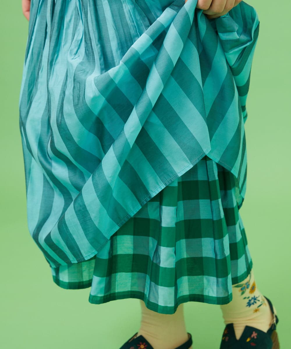 2WAY】リバーシブルジャカードチェックスカート(ロング・マキシ丈