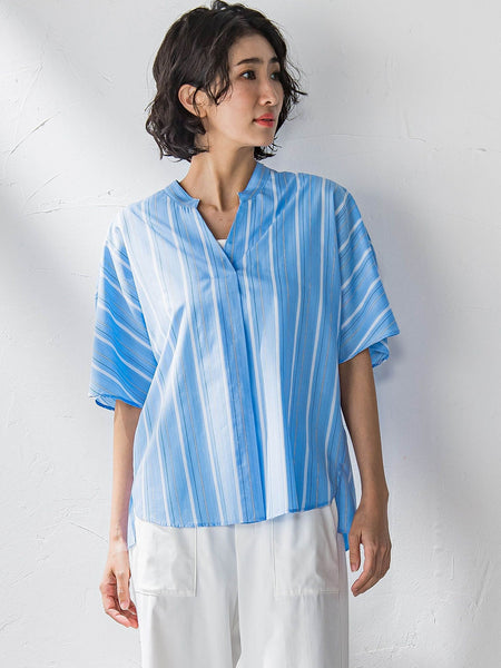 半袖ストライプブラウス≪洗濯機で洗える≫ | la.f（ラ エフ