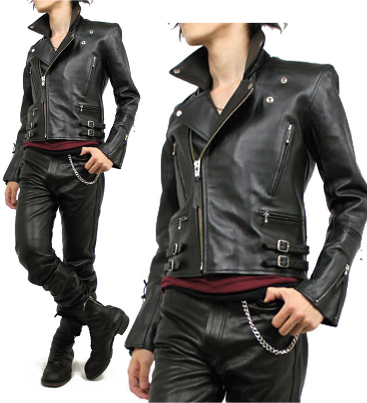 ALLSTAINTS ダブルライダースレザージャケット 黒サイズS*YC743