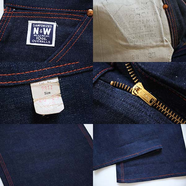 デッドストック☆50s N&W インディゴデニム ペインターパンツ 28×29