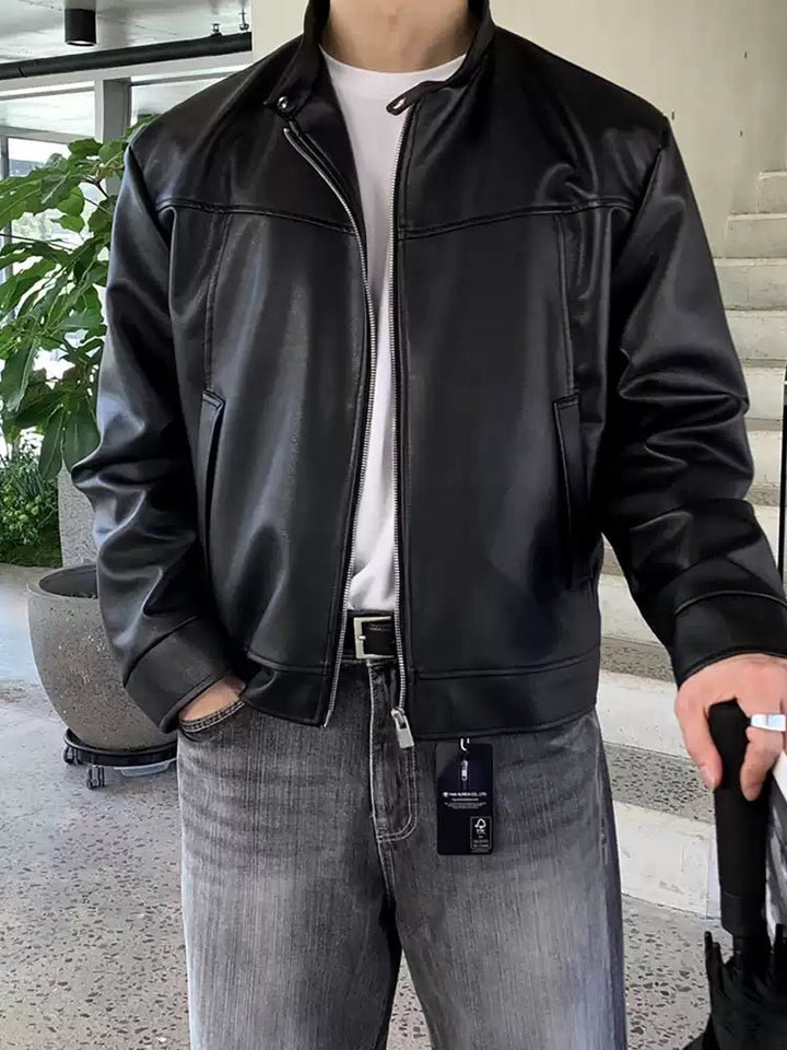 stand-collar-leather-zipper-