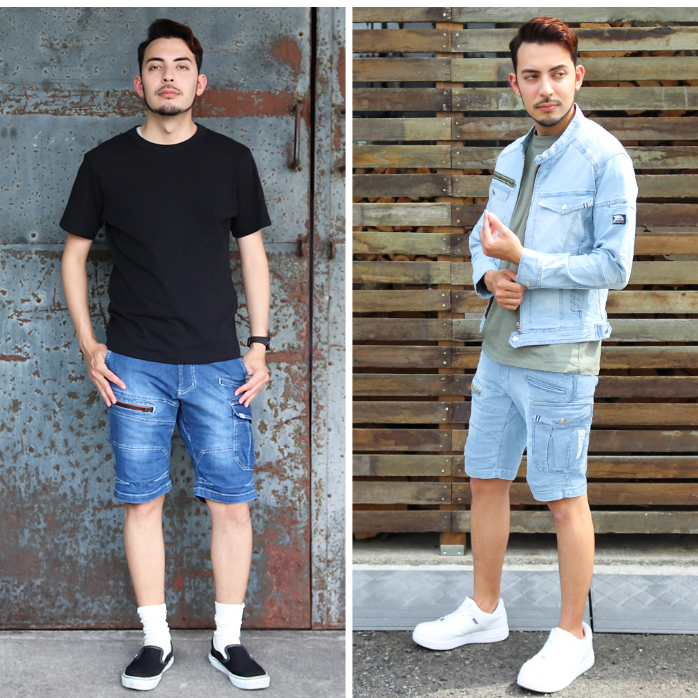 サンワーク限定！寅壱デニムハーフパンツ｜ストレッチ＆接触冷感で快適