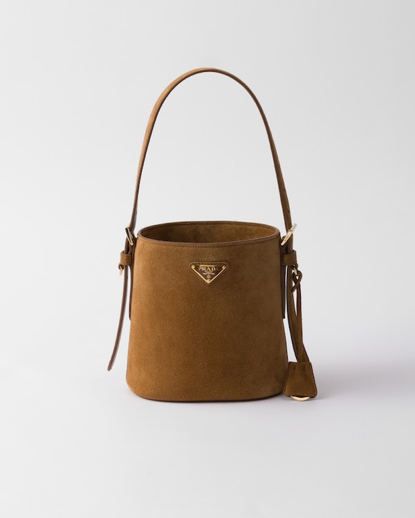 Cinnamon Mini Suede Bucket Bag | PRADA