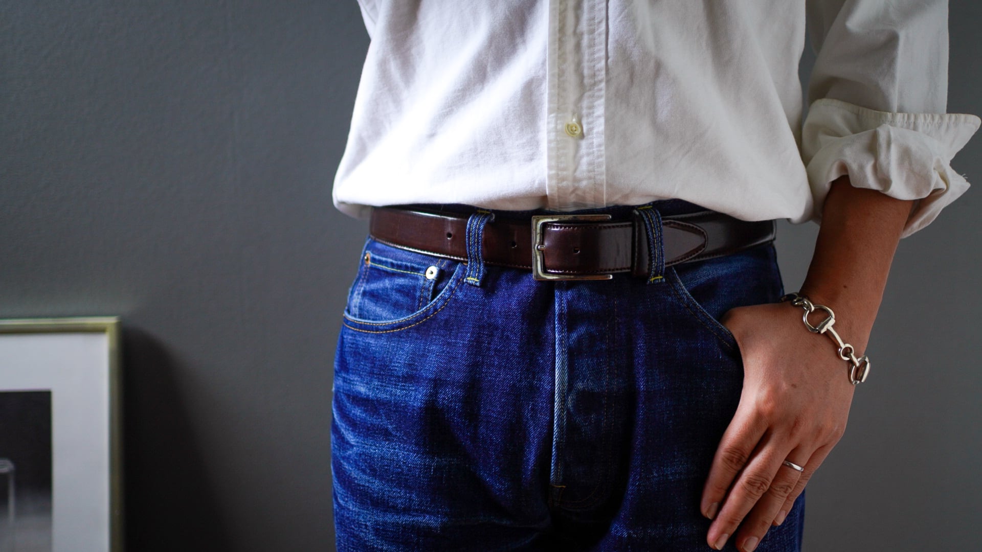 USED】ALDEN オールデン シェルコードバン ドレス ベルト《ブラウン 茶