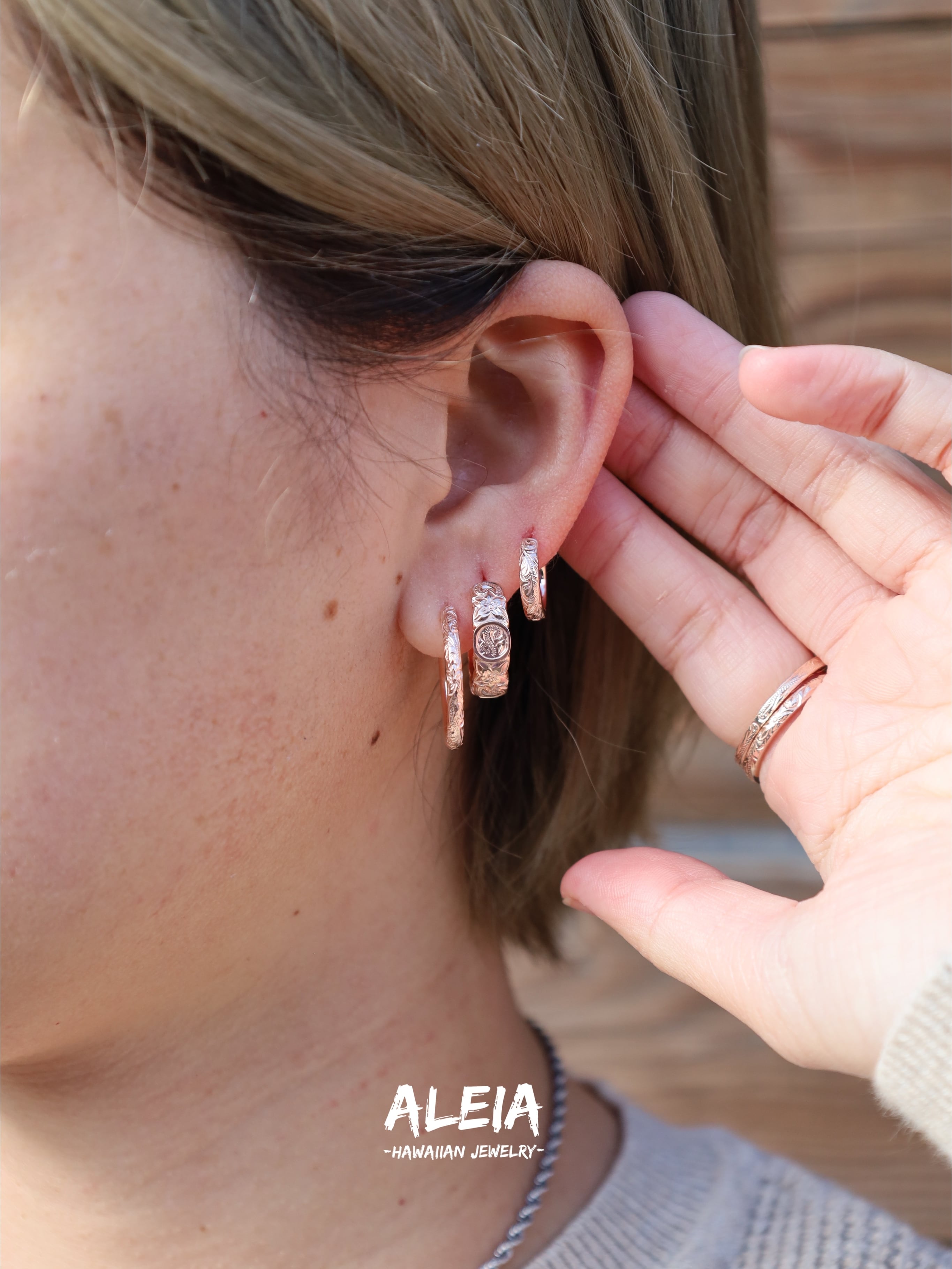 片耳販売》Hawaiian hoop pierce (小) 316L] ハワイアンジュエリー