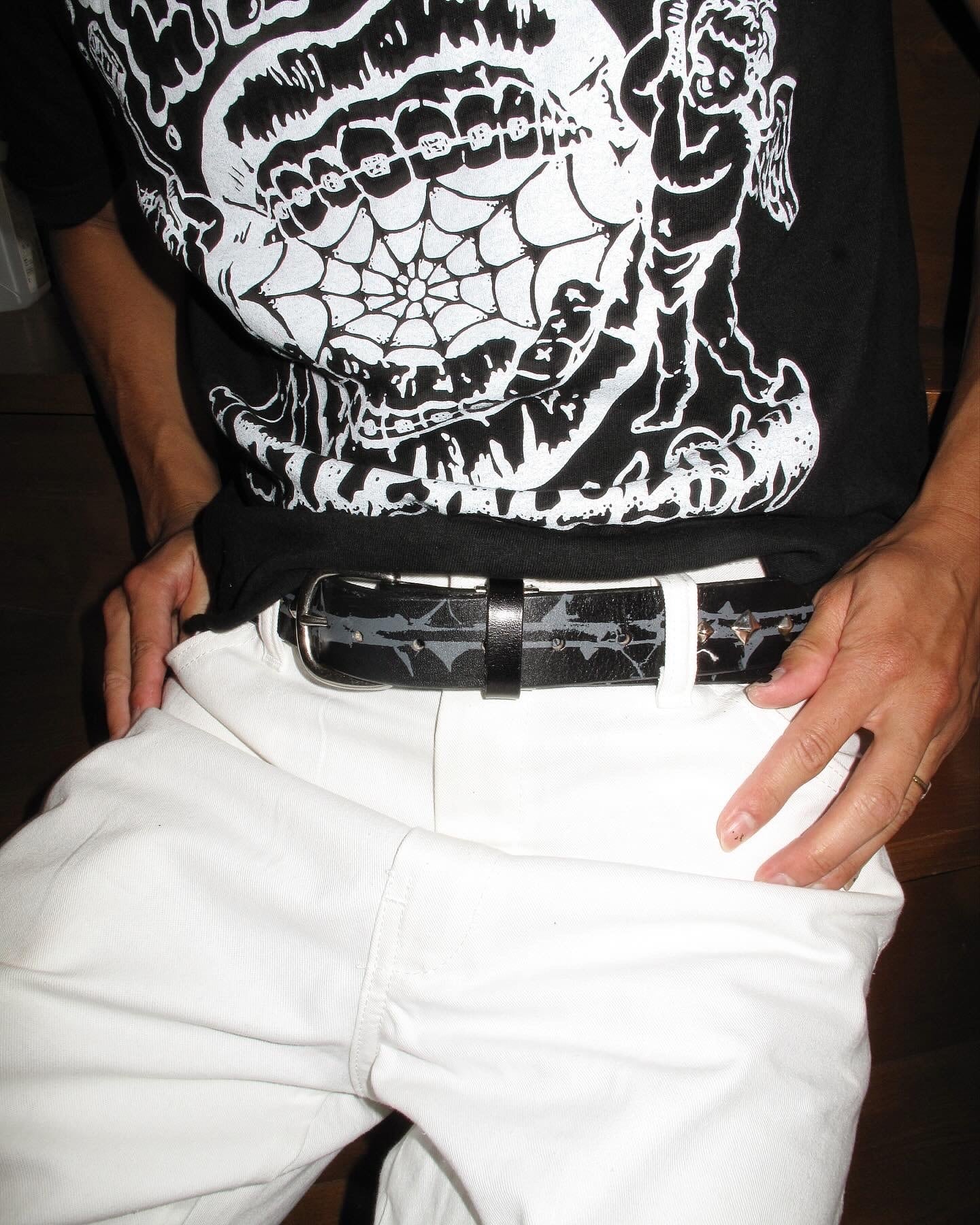 LW studs Leather Belt (black) | LittleWillow