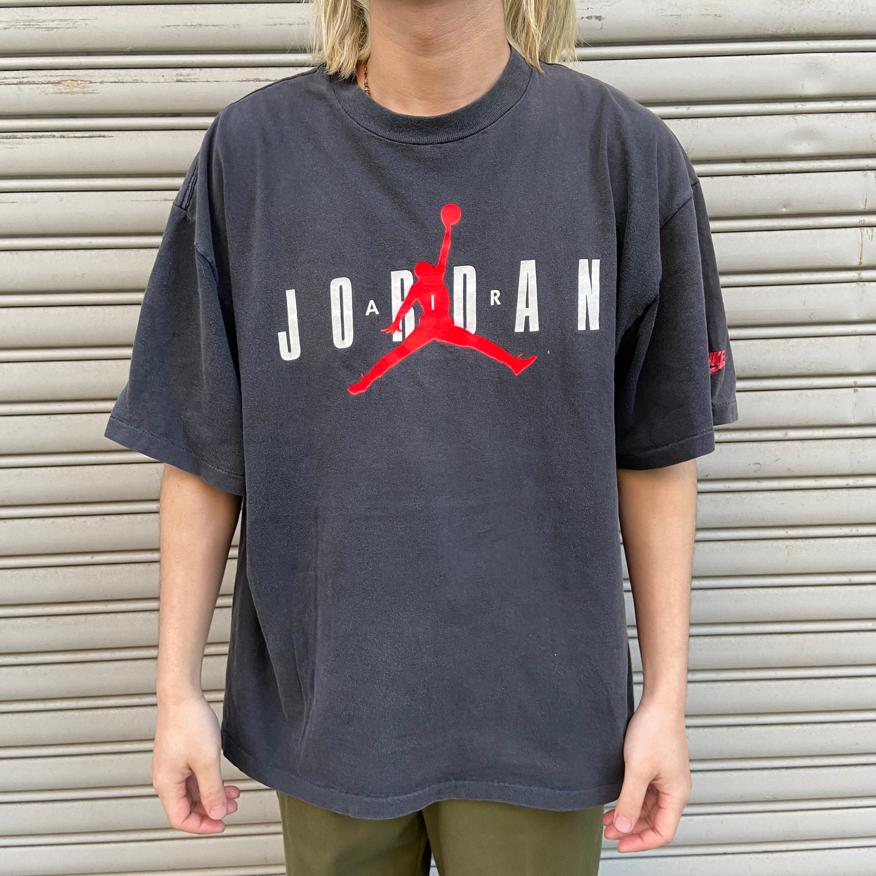 90s USA製 ナイキ エアジョーダン 銀タグ プリントTシャツ 黒 XL