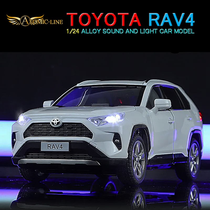 トヨタ RAV4 1/24 ミニカー 全3色 ライト点灯 エンジンサウンド 合金