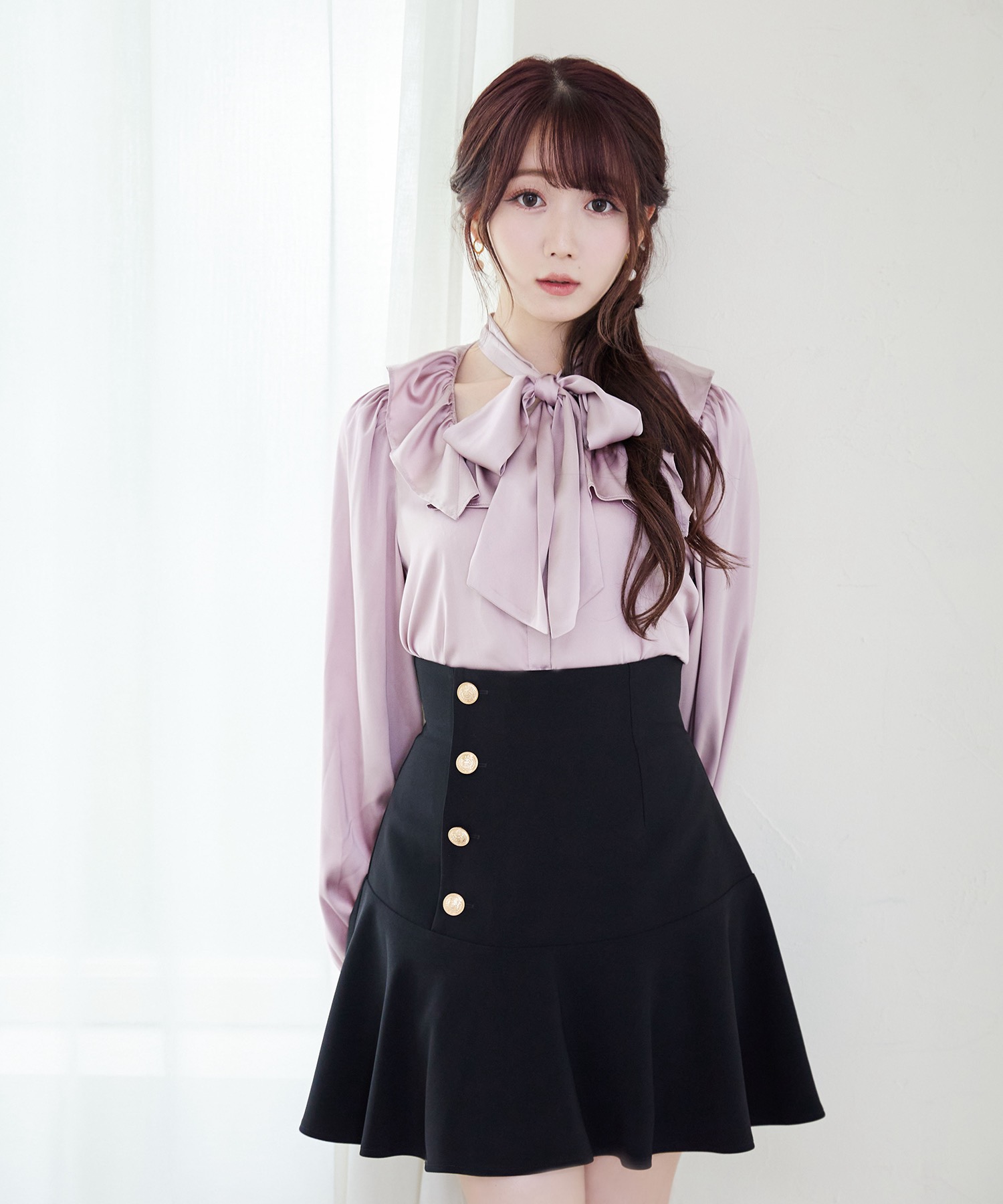 Square frill ribbon blouse【pink】 – BUNNY APARTMENT