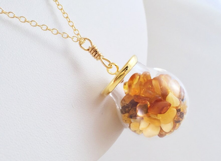 Jewel Box ◇バルト海産琥珀原石 K14GFペンダント | iichi 日々の