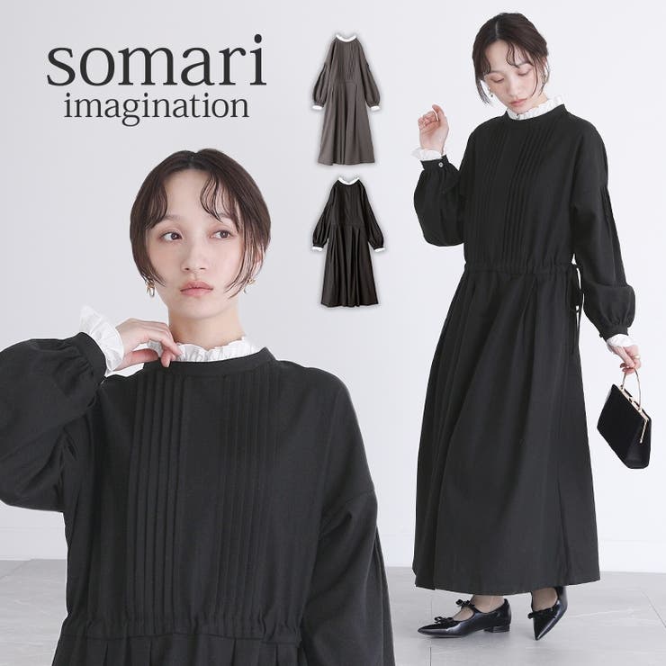somari imaginationピンタックリネン混ワンピース[品番：MITW0017122