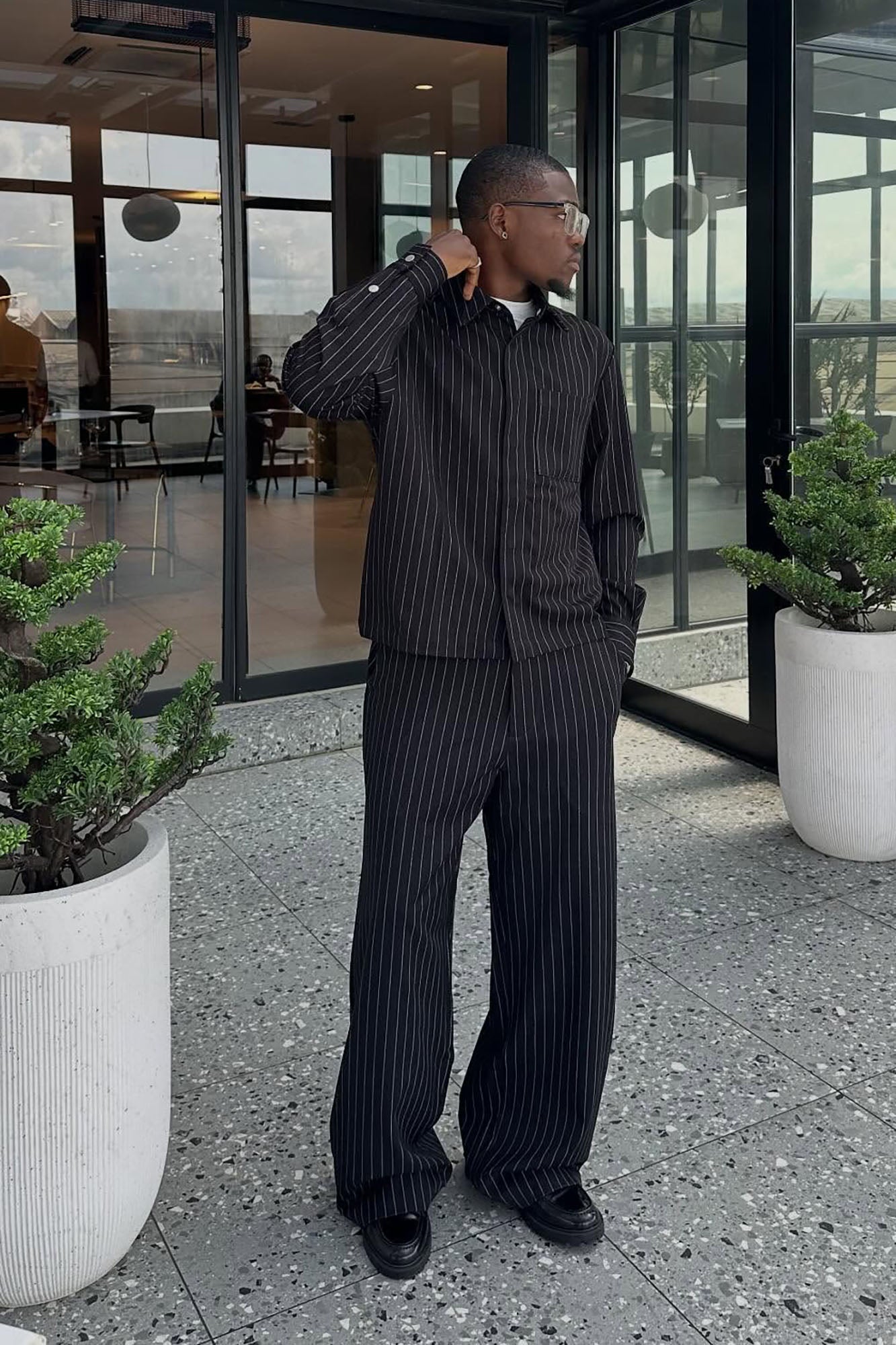 Wide Leg Straight Striped Trouser - Black | Fashion Nova