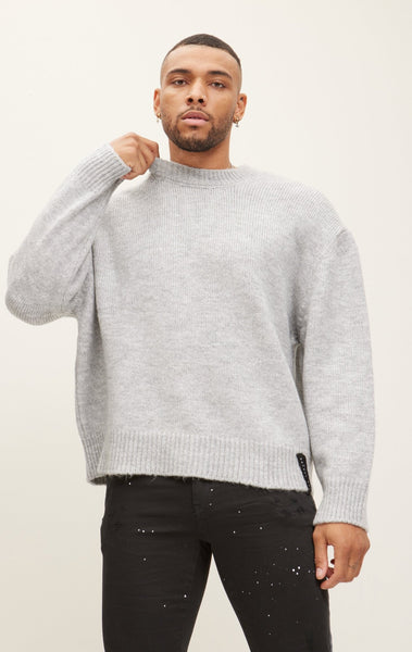 Wool Blend Cloud Crew Neck Sweater - Turquoise - Ron Tomson