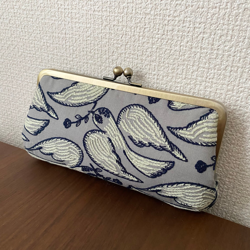 親子がま口長財布【ミナペルホネン：following day_ gray】※受注制作