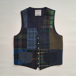 期間限定10％OFF ハリスツイード ベスト ブラックウォッチ ベスト MBK1