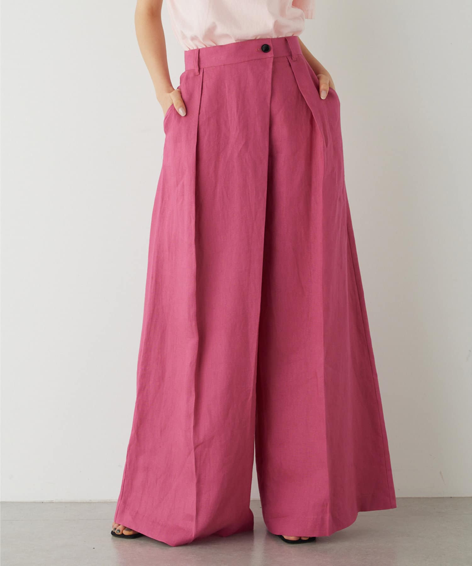 THE PAUSE】リネンタックワイドパンツ | Whim Gazette(ウィム ガゼット