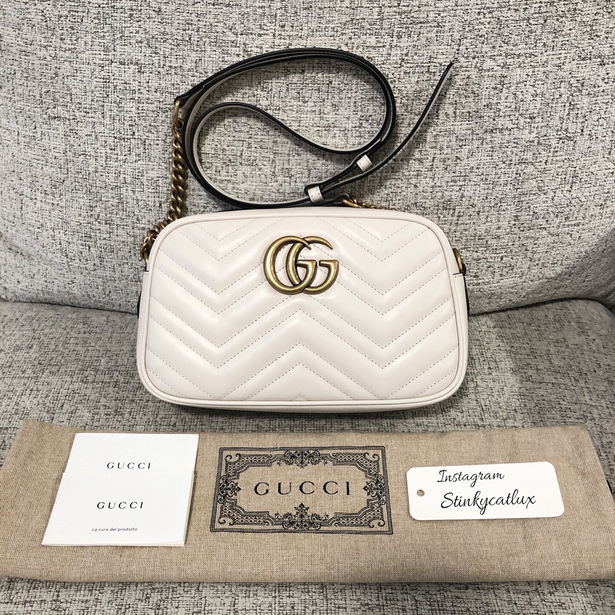 NEW GUCCI 447632 GG Logo Marmont matelassé leather small crossbody
