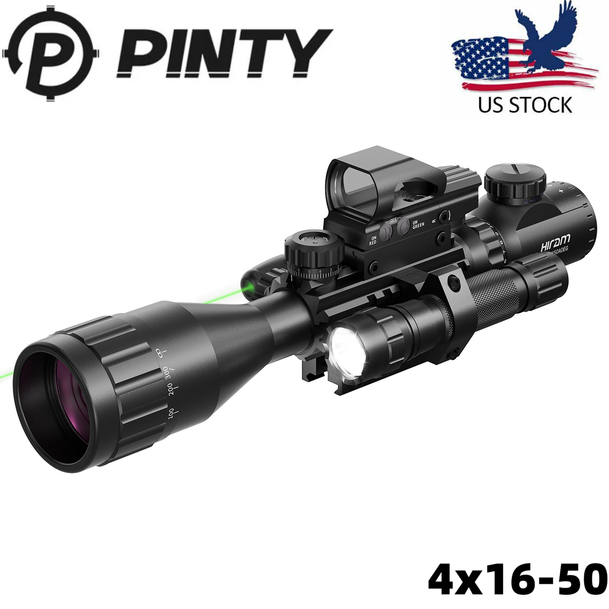 4-16x50 EG Rifle Scope w.Holographic 4 Reticle HD Sight Green