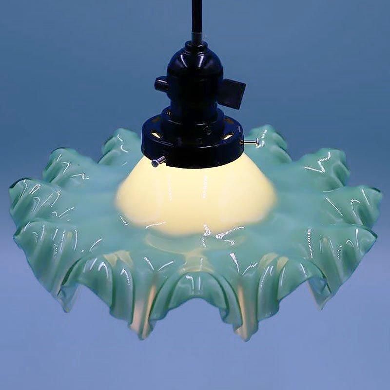 ランプシェード 電笠 ブルー インディゴ 磁器 モダン レトロ 2個セット