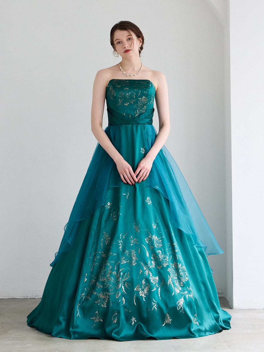 Lirene/タスラン×ラメグリッターAラインロングドレス(M レッド): AIMER