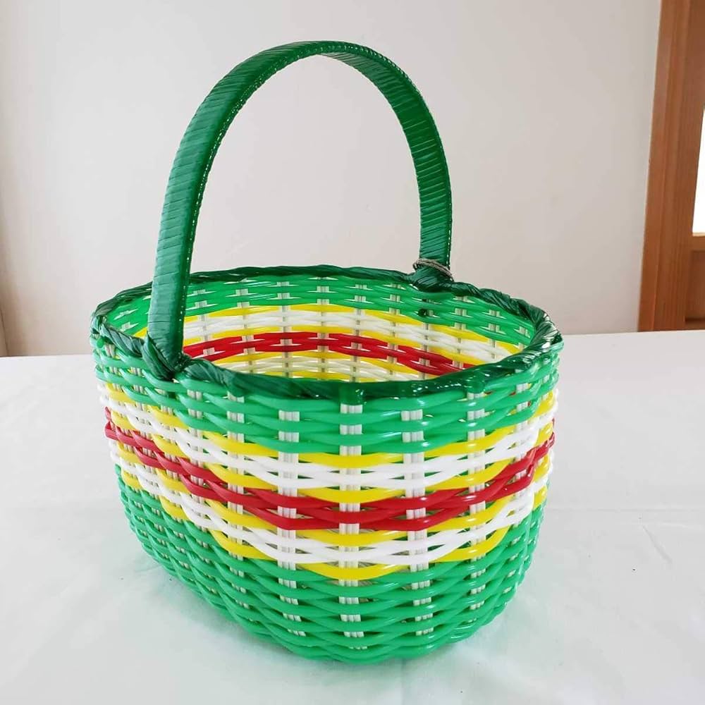 Amazon.co.jp: 国産 レトロカゴ グリーン 買い物かご 篭 マイ
