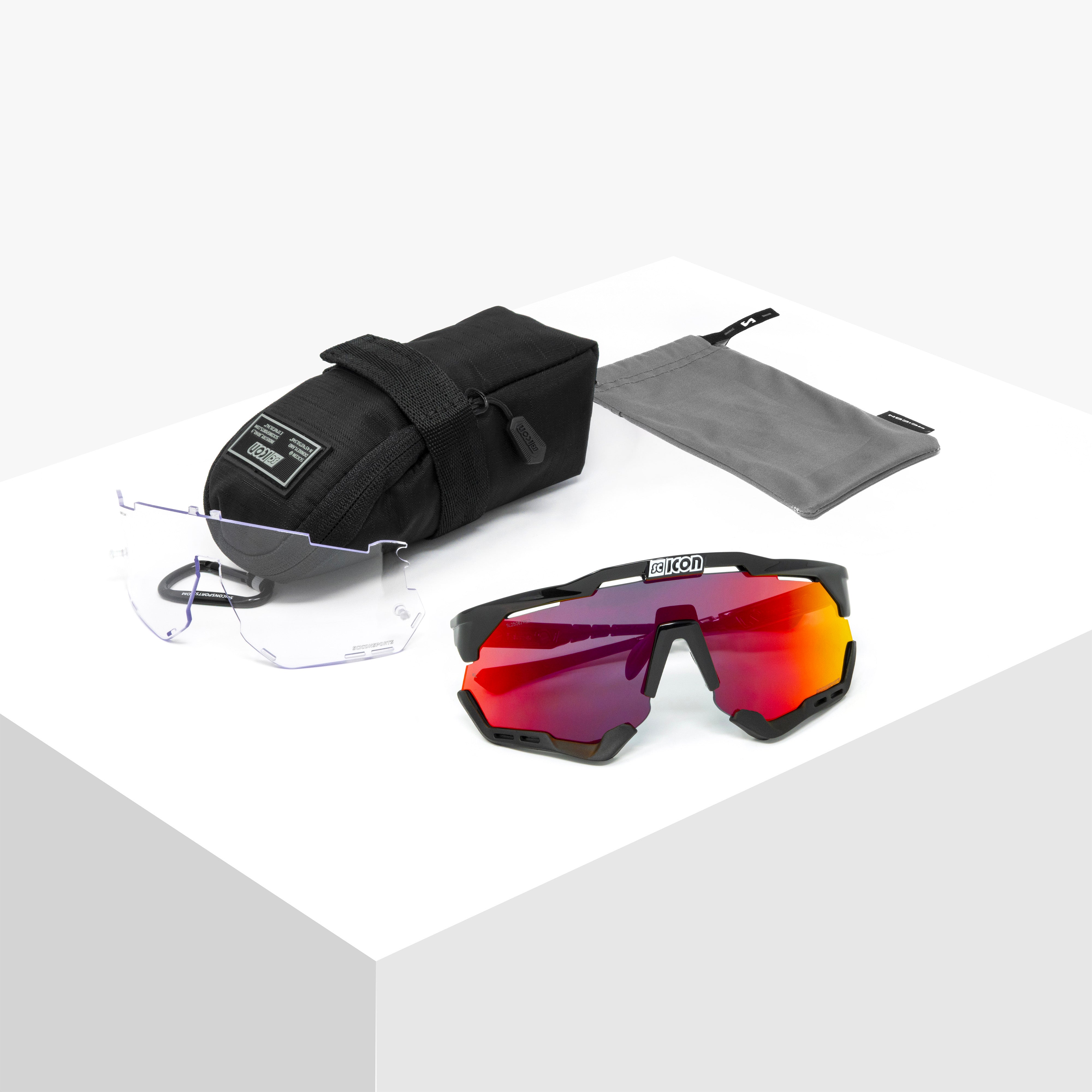 Black Gloss/Red Aeroshade XL Sunglasses | Scicon Sports