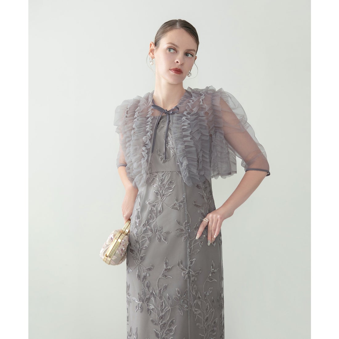 レジャ Leja チュールフリルボレロフラワースパンコールIライン