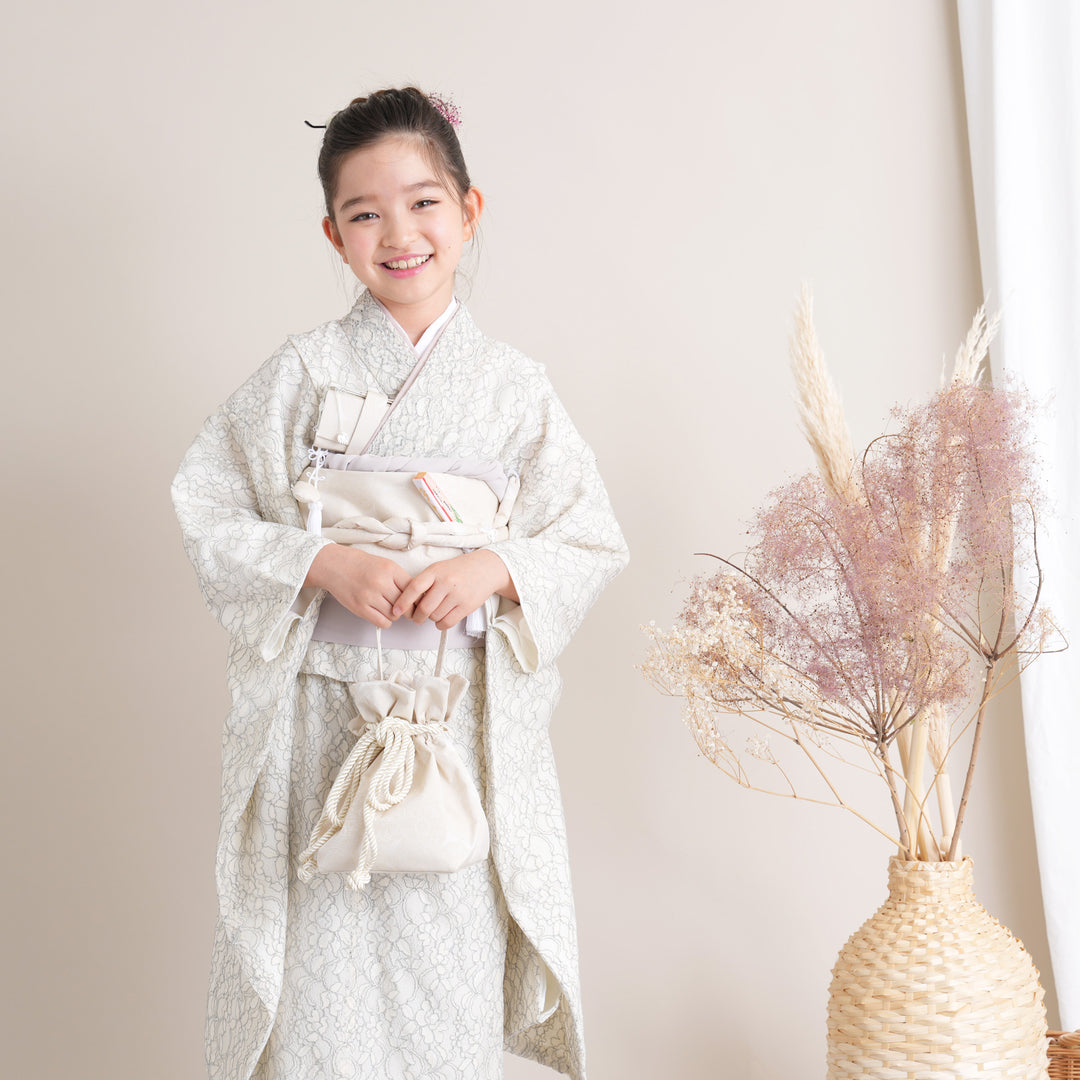 レンタル】七五三 7歳 着物 女の子 utatane レース 作り帯 子供 kids