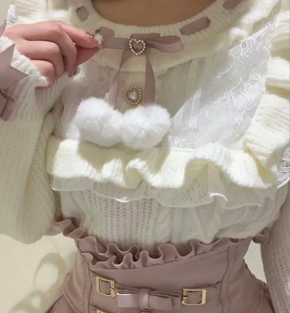 2026年最新】LIZLISAポンポンリボンレースヨークニットトップスの人気