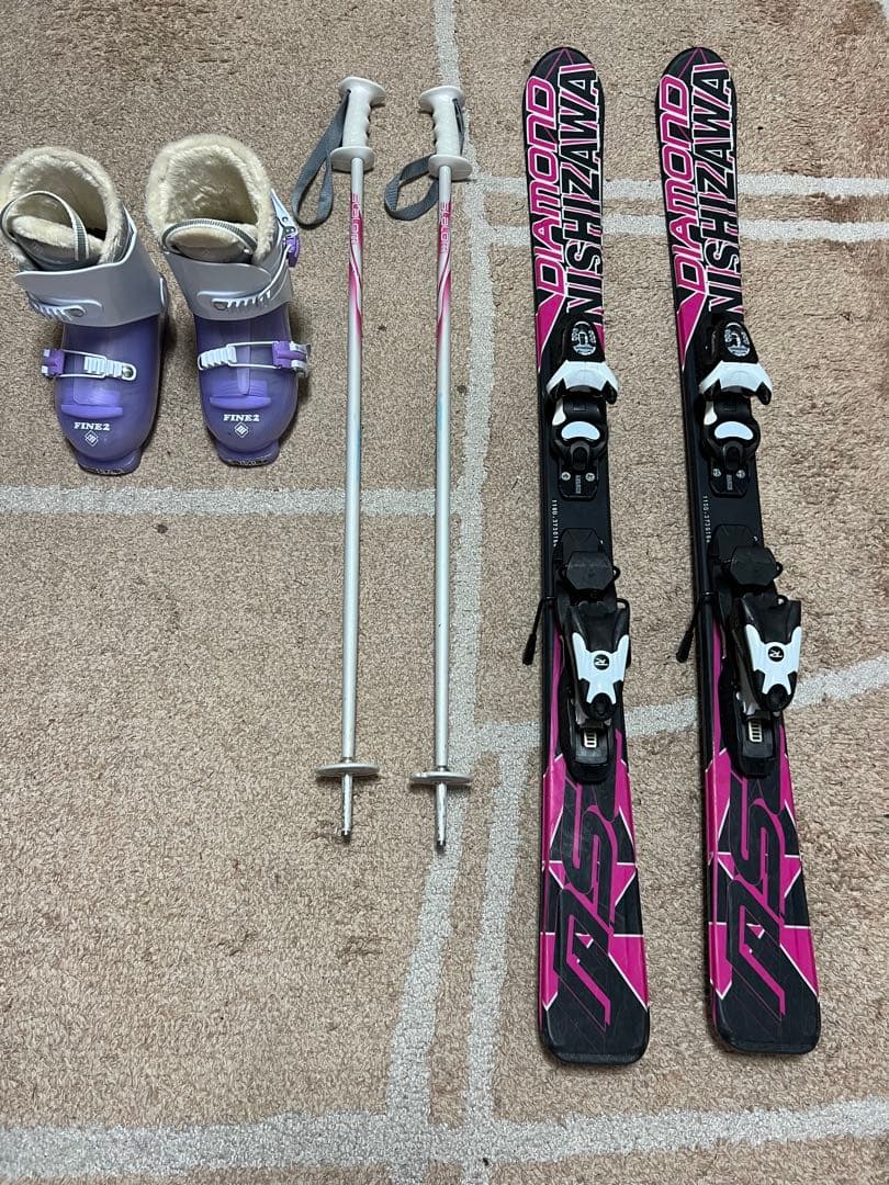 【即滑走OK】ジュニア スキー 3点 セット 110cm ブーツ19cm 子供用 ROSSIGNOL（ロシニョール） スキー板 スキーセット 4点セット ジュニア