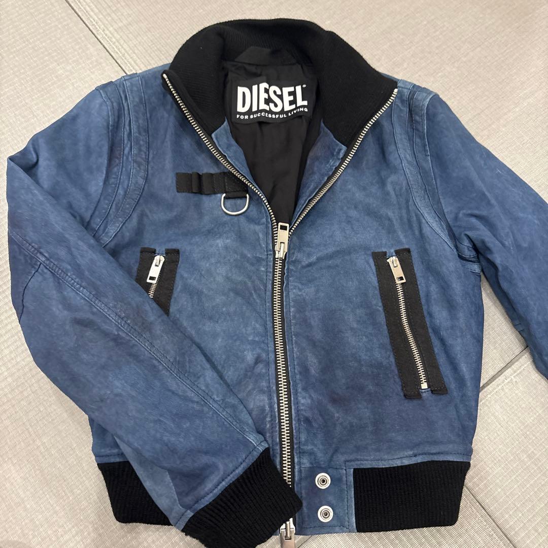 DIESEL 青 レザージャケット DIESEL（ディーゼル）の「メンズ ジャケット レザージャケット ジップ