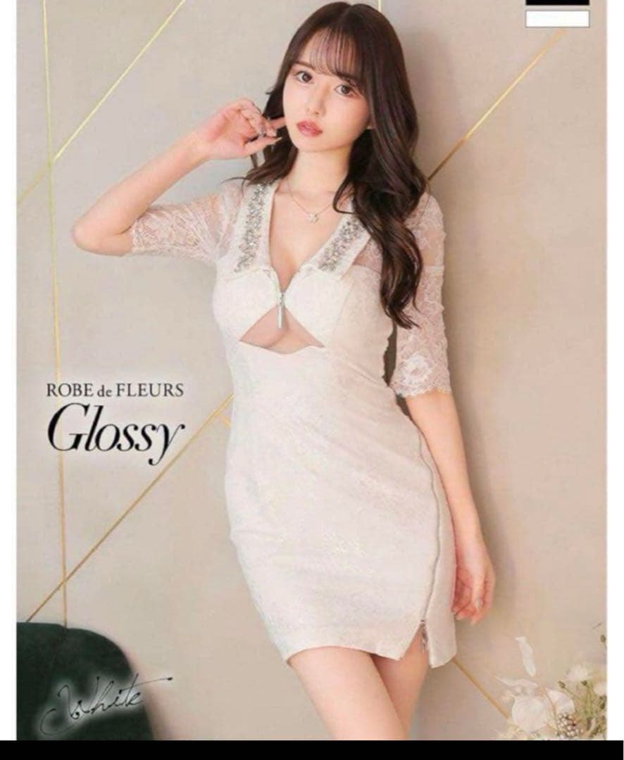 一度着用　ROBE de FLEURS グロッシー ナイトドレス Glossy by ROBE de FLEURS/グロッシー】セクシー オープンバスト