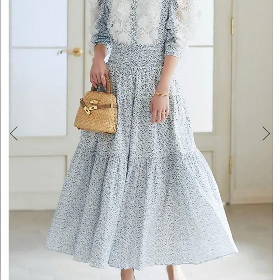 リバティプリントシャーリングスカート（ブルー） リバティプリントシャーリングスカート(ブルー) - seventen