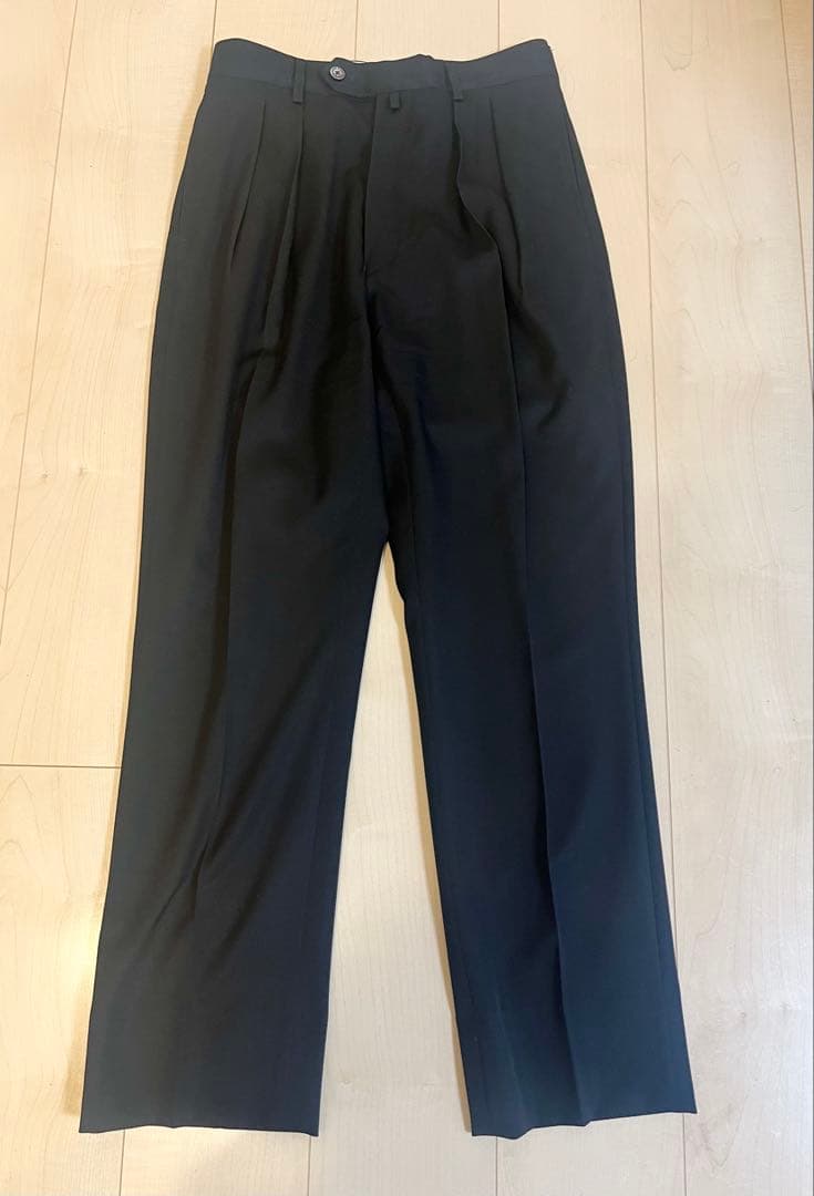 NEAT スラックス　ブラック　ウール100% 中古・古着通販】NEAT (ニート) ダブルタックウールスラックスパンツ