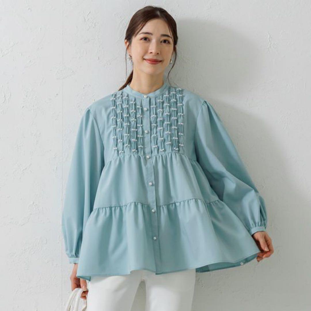 Sono ソーノ✨新品未使用ビジューパールティアードフレアブラウス Sono（ソーノ） ブラウス シャツ 「定番人気ブラウス」ご自宅でお洗濯