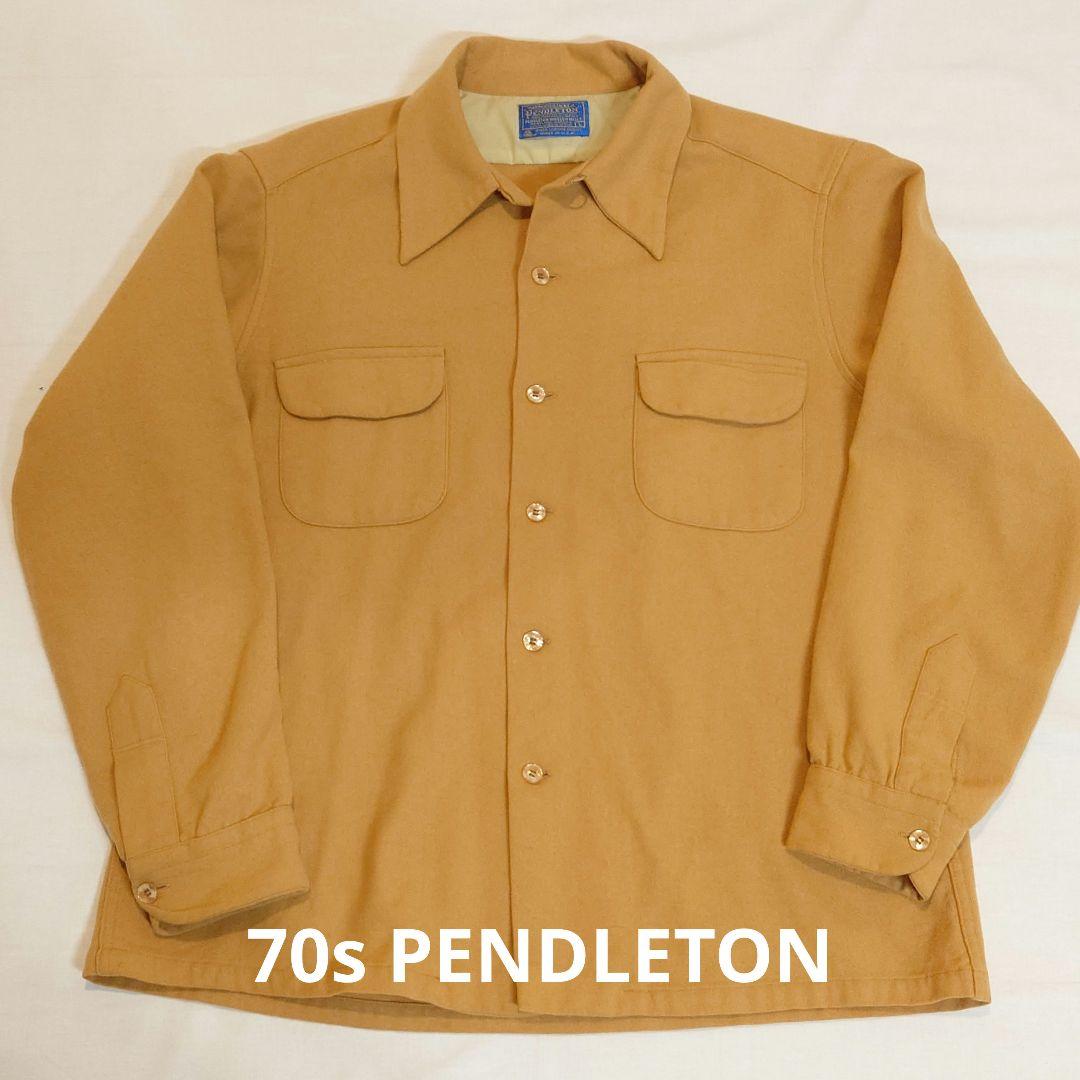 70s PENDLETON ペンドルトン ウール 単色 ボードシャツ マスタード