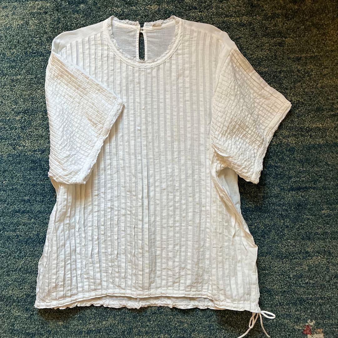 45r コットンピンタックブラウス コットンリネンシャンブレーピンタックブラウス【0623PT-61114】