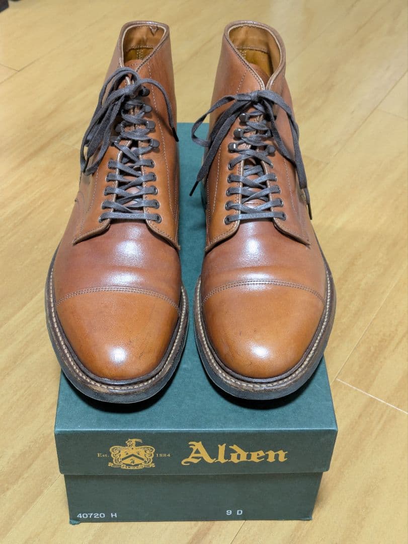 【Alden】レースアップブーツ 茶系ブラウン 9D／US9 10D 箱付 良品】ALDEN オールデン 45407H タンカーブーツ ブラウン