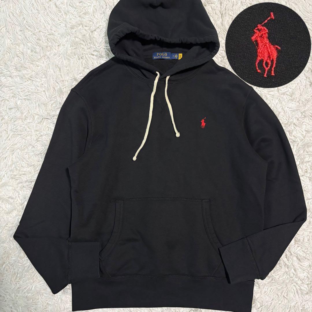 ✨極美品/21AW✨ポロラルフローレン パーカー プルオーバー ポニー 刺繍 黒 POLO RALPH LAUREN（ポロ・ラルフローレン） パーカー ダブルニット