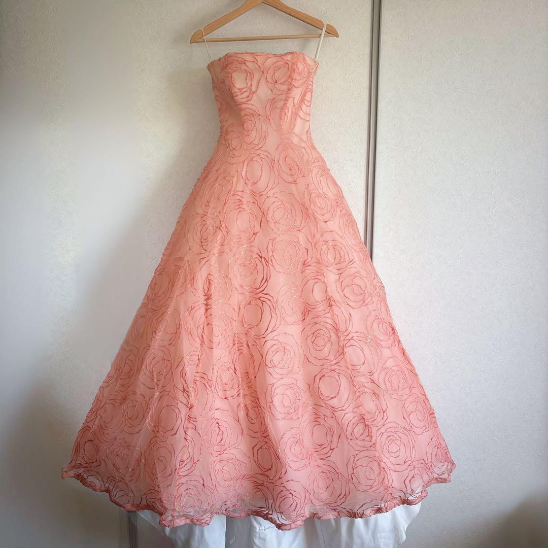 flowerpink ドレス 11号 約Lサイズ(ウエディング結婚式発表会演奏会 カラードレス ピンク 11号Lサイズ ウエディングドレス 結婚式 演奏会