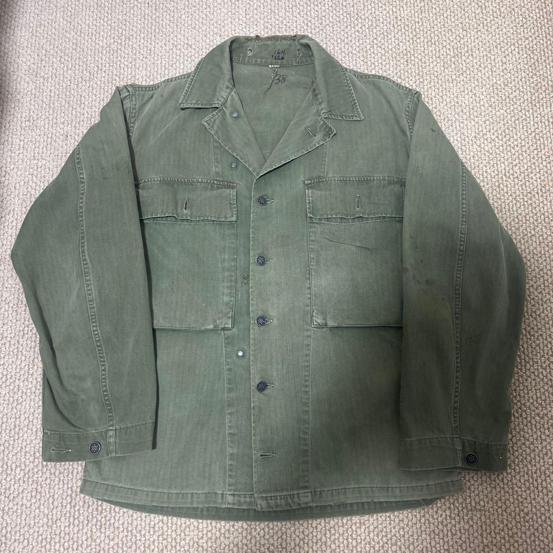 40s m43 HBTヘリンボーン　13スターボタン 年代不明 40s 50s US ARMY M-43 HBT JACKET 13スター ボタン
