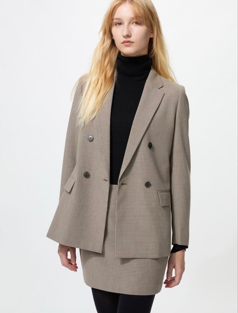 【タグ付き新品未使用】　ユニクロ　ダブルジャケット35 BROWN 新品未使用】 UNIQLO ユニクロ ダークブラウン ダブルジャケット L 茶