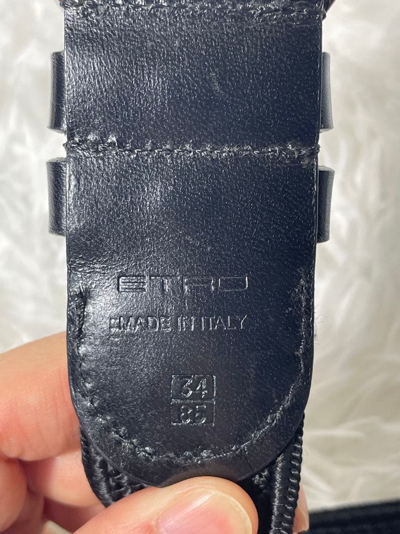 ETRO エトロ 編み込み 本革 レザーメッシュベルト ブラック イタリア製