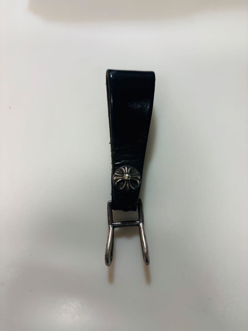 クロムハーツ BELT LOOP クロスボールレザーベルトループ クロムハーツ 入荷アイテム！ベルトループ クロスボタン ブラック