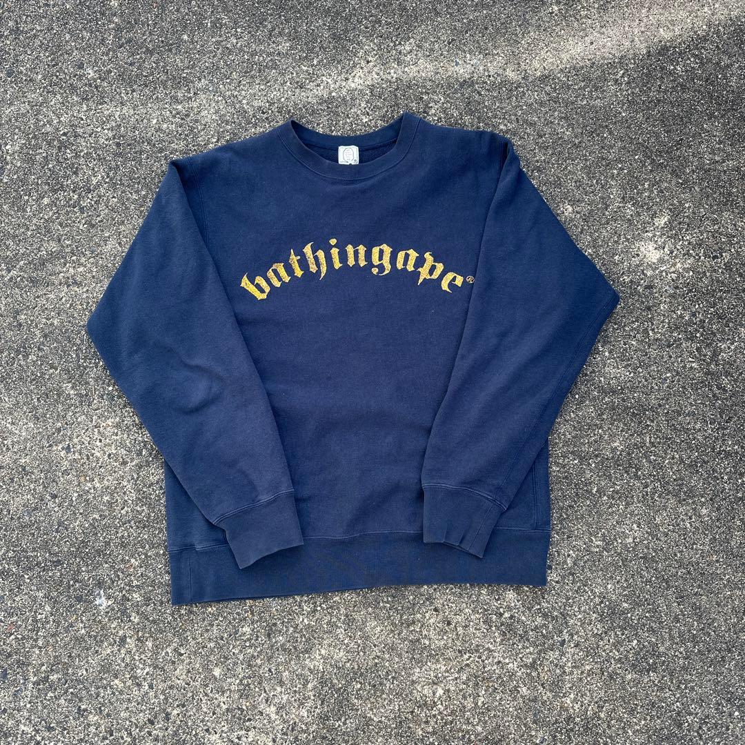 【希少】A BATHING APE スウェット ネイビー 90s A BATHING APE（アベイシングエイプ） スウェット トレーナー プリント