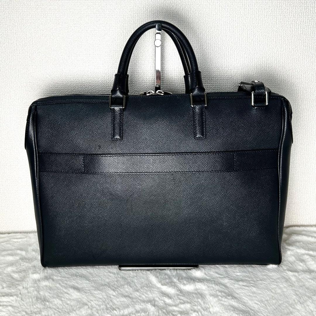 SERAPIAN サフィアーノレザー 牛革 2way ビジネスバック 紺色の通販は