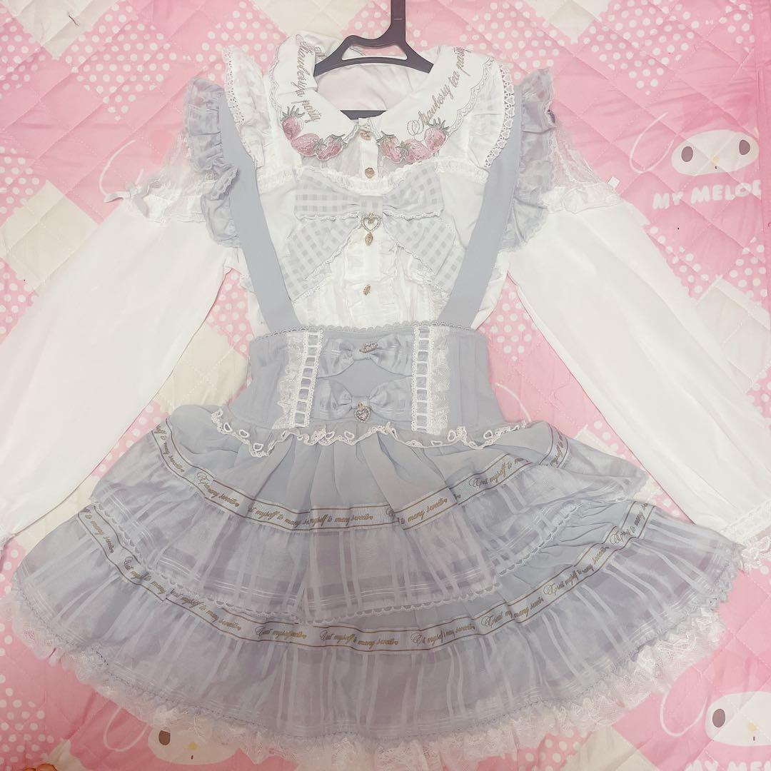 美品♡リズリサ♡いちごブラウス♡ティアードジャンスカ♡水色セット♡ ツイードセットアップ風ワンピース ｜ LIZ LISA（リズリサ）公式通販